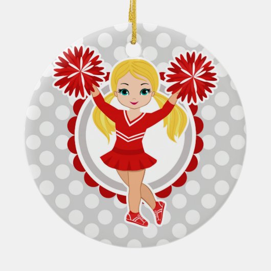 Cheerleader - Cute Red Blonde Cheer Keramisch Ornament (Achterkant)