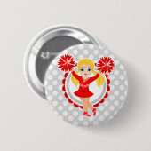 Cheerleader - Cute Red Blonde Cheer Ronde Button 5,7 Cm (Voorkant /achterkant)