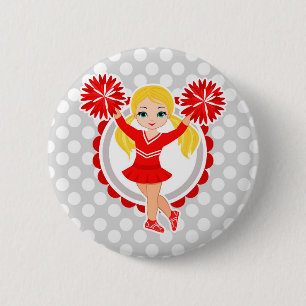 Cheerleader - Cute Red Blonde Cheer Ronde Button 5,7 Cm
