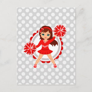 Cheerleader - Cute Red Brunette Cheer Briefkaart