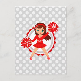 Cheerleader - Cute Red Brunette Cheer Briefkaart
