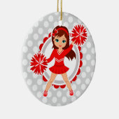 Cheerleader - Cute Red Brunette Cheer Keramisch Ornament (Rechts)