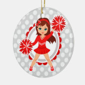 Cheerleader - Cute Red Brunette Cheer Keramisch Ornament (Links)