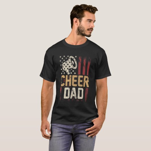 Cheerleader Dad Cheer Dad American Flag School T-shirt (Voorkant volledig)