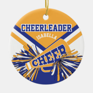 Cheerleader 📣 - Dark Blue, Gold en White 2 Keramisch Ornament