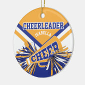 Cheerleader 📣 - Dark Blue, Gold en White 2 Keramisch Ornament (Links)