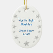 Cheerleader Dark Brunette Blue & White Keramisch Ornament (Achterkant)