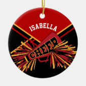 Cheerleader 📣 - Dark Red, Black en Gold Keramisch Ornament (Voorkant)