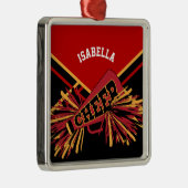 Cheerleader 📣 💖 - Dark Red, Black en Gold Metalen Ornament (Rechts)