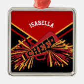 Cheerleader 📣 💖 - Dark Red, Black en Gold Metalen Ornament (Voorkant)