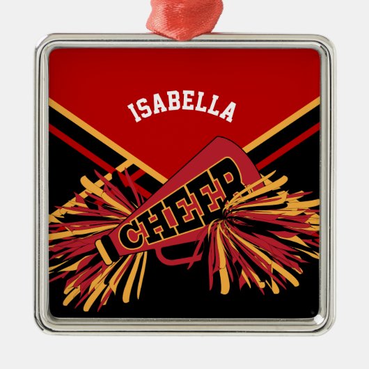 Cheerleader 📣 💖 - Dark Red, Black en Gold Metalen Ornament (Voorkant)
