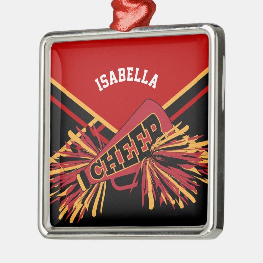 Cheerleader 📣 💖 - Dark Red, Black en Gold Metalen Ornament (Links)