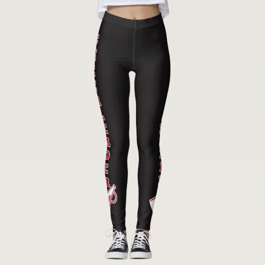 Cheerleader Dark Red Typography Letters Leggings (Voorkant)