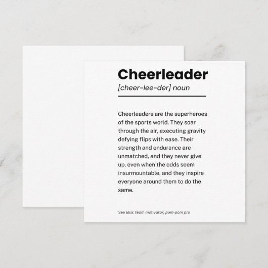 Cheerleader Definitie, Cheerleading Dank u (Voorkant / Achterkant)