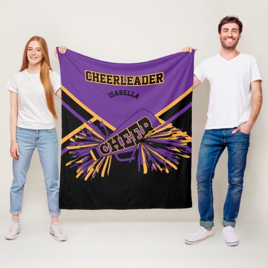 Cheerleader Design in Paars, goud en zwart Fleece Deken (In situ)
