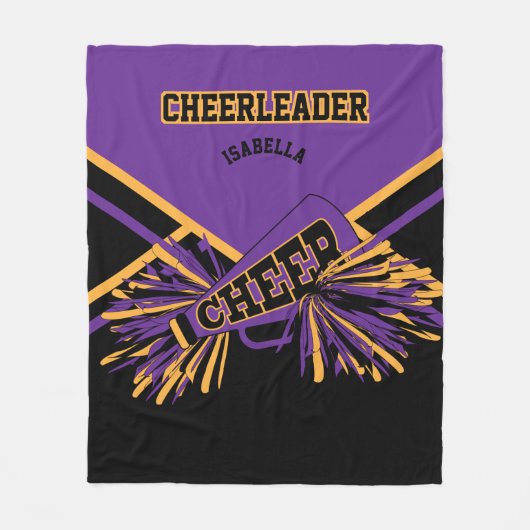 Cheerleader Design in Paars, goud en zwart Fleece Deken (Voorkant)