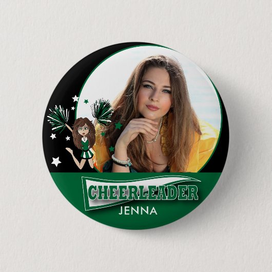 Cheerleader - DIY-foto - donkergroen Ronde Button 5,7 Cm (Voorkant)