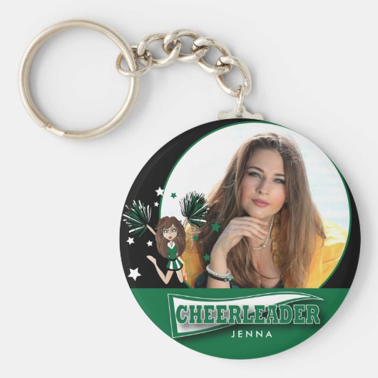 Cheerleader - DIY-foto - donkergroen Sleutelhanger (Voorkant)