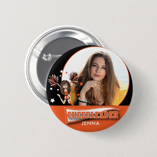 Cheerleader - DIY-foto - Oranje Ronde Button 5,7 Cm (Voorkant /achterkant)