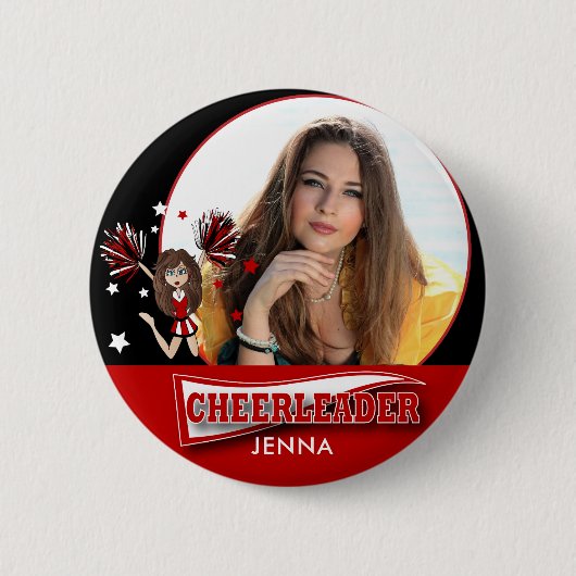 Cheerleader - DIY-foto - rood Ronde Button 5,7 Cm (Voorkant)