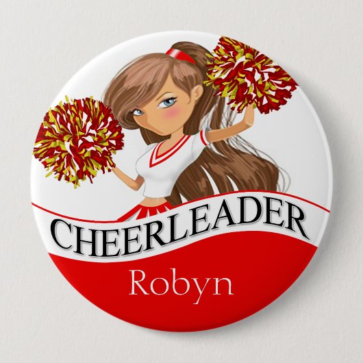 Cheerleader DIY kiest uw schoolkleuren | rood Ronde Button 4,0 Cm (Voorkant)