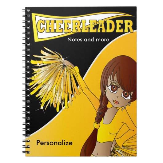 Cheerleader | DIY-naam | Geel Notitieboek (Voorkant)