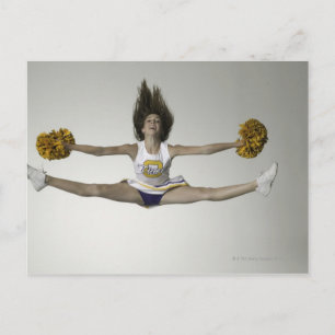 Cheerleader doet spleten in de lucht briefkaart