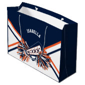 Cheerleader 📣 - donkerblauw, Oranje, wit - groot Cadeauzakje (Achterkant Gekanteld)