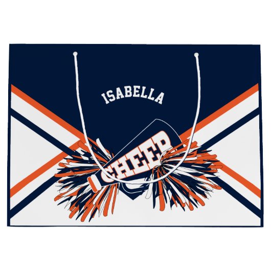 Cheerleader 📣 - donkerblauw, Oranje, wit - groot Groot Cadeauzakje (Voorkant)