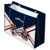 Cheerleader 📣 - donkerblauw, Oranje, wit - groot Groot Cadeauzakje (Voorkant Gekanteld)