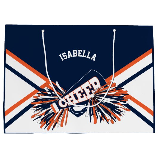 Cheerleader 📣 - donkerblauw, Oranje, wit - groot Groot Cadeauzakje (Achterkant)