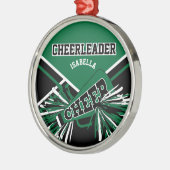 Cheerleader 📣 - Donkergroen, zwart en wit Metalen Ornament (Links)