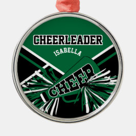 Cheerleader 📣 - Donkergroen, zwart en wit Metalen Ornament