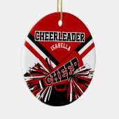 Cheerleader 📣 - Donkerrood, zwart en wit Keramisch Ornament (Rechts)
