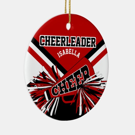 Cheerleader 📣 - Donkerrood, zwart en wit Keramisch Ornament (Rechts)
