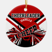 Cheerleader 📣 - Donkerrood, zwart en wit Keramisch Ornament (Voorkant)