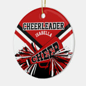 Cheerleader 📣 - Donkerrood, zwart en wit Keramisch Ornament (Links)
