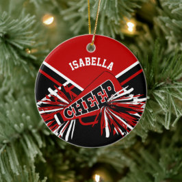 Cheerleader 📣 💖 Donkerrood, zwart en wit Keramisch Ornament