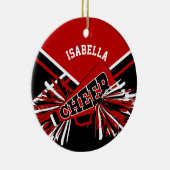 Cheerleader 📣 💖 Donkerrood, zwart en wit Keramisch Ornament (Rechts)