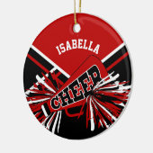 Cheerleader 📣 💖 Donkerrood, zwart en wit Keramisch Ornament (Links)