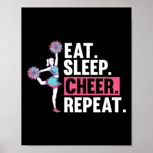 Cheerleader Eet Slaap Cheer Herhaal Juichen Cheerl Poster