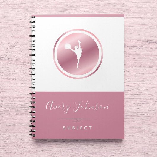 Cheerleader Elegant roze Rose Gold , gepersonalise Notitieboek