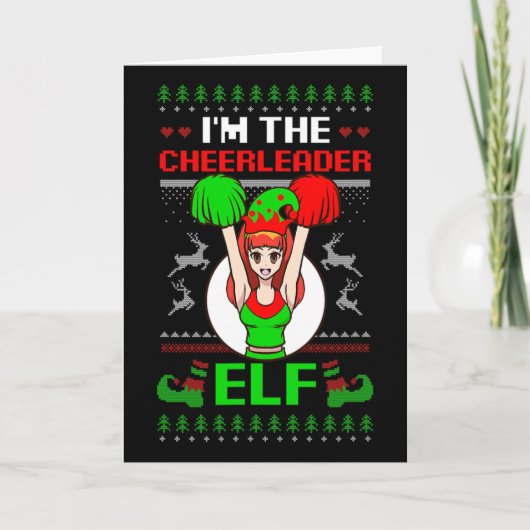 Cheerleader Elf Design Christmas Cheerleading  Kaart (Voorkant)