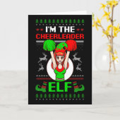 Cheerleader Elf Design Christmas Cheerleading  Kaart (Gele Bloem)
