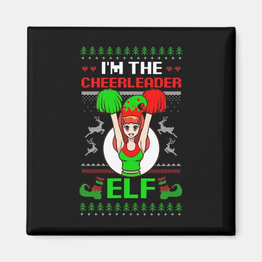 Cheerleader Elf Design Christmas Cheerleading  Magneet (Voorkant)