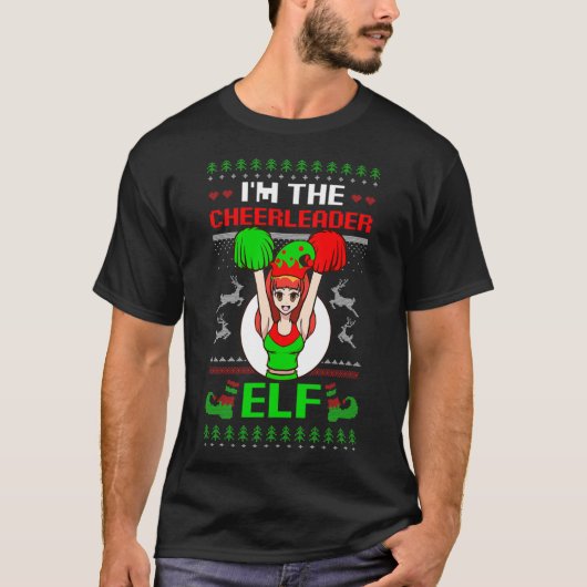 Cheerleader Elf Design Christmas Cheerleading  T-shirt (Voorkant)