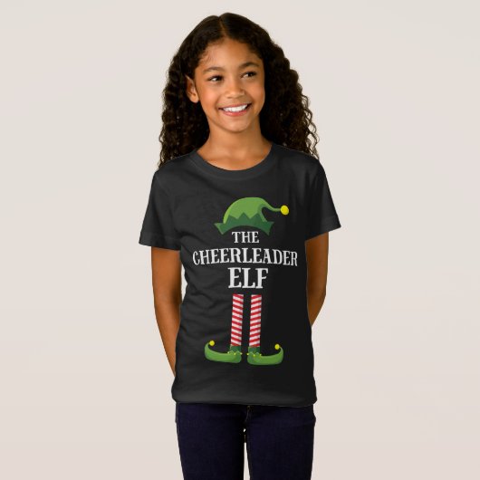 Cheerleader Elf Matching Familie Kerstfeest T-shirt (Voorkant volledig)