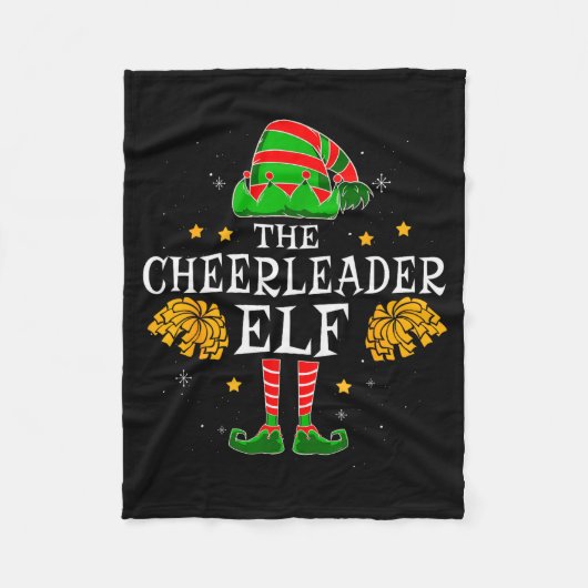 Cheerleader Elf Overeenkomstig Team Kerst Grappig Fleece Deken (Voorkant)