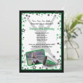 Cheerleader Foto Uitnodiging Groen (Staand voorkant)