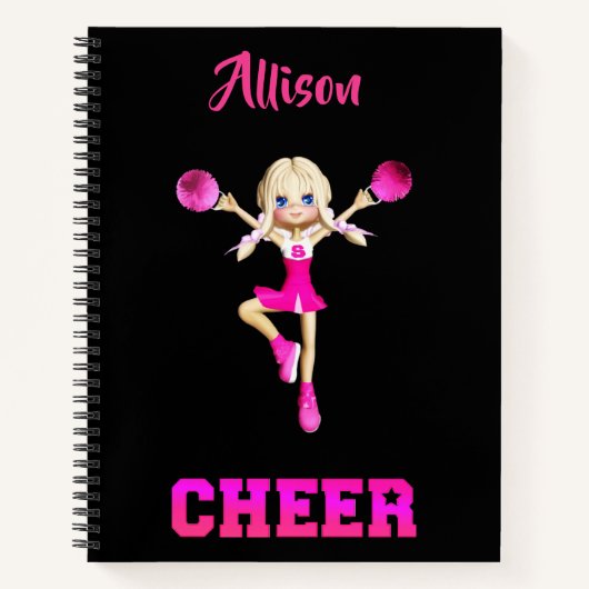 Cheerleader Gepersonaliseerd Cheer Spiral Notitieb Notitieboek (Voorkant)
